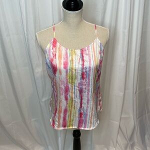 42 Vintage Neiman Marcus Silk Blend Watercolor Stripe Camisole Tank Y2K Artsy S